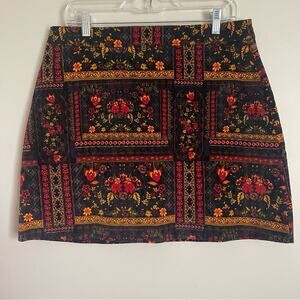 H&M Coachella Collection A-line Boho Velvet-like Mini Skirt in Size 12
